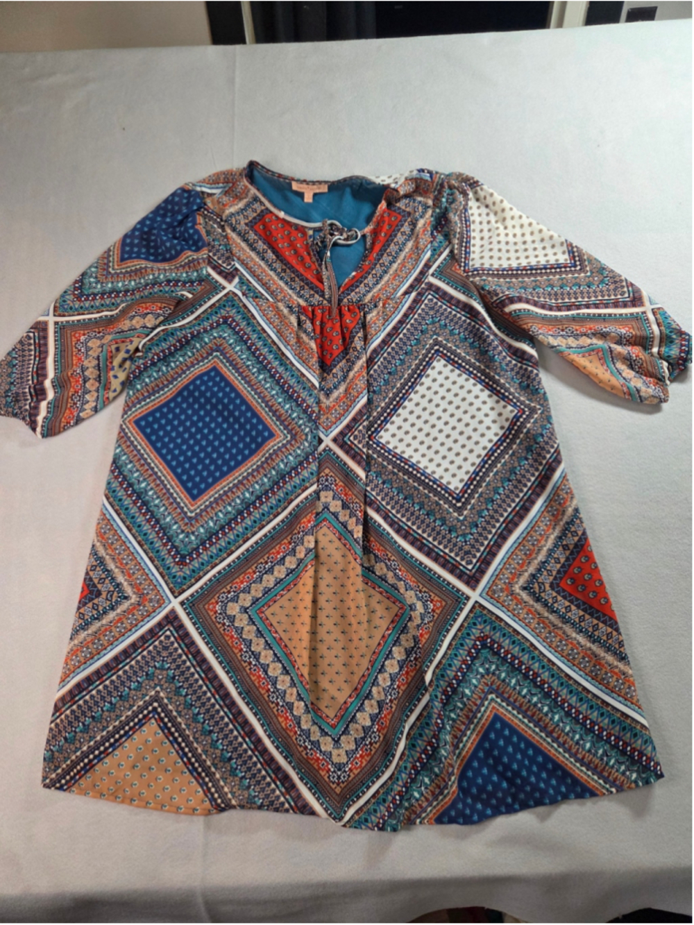 Women's Gibson & Latimer Mini Dress Size S Blue Multi-color Geometric Print